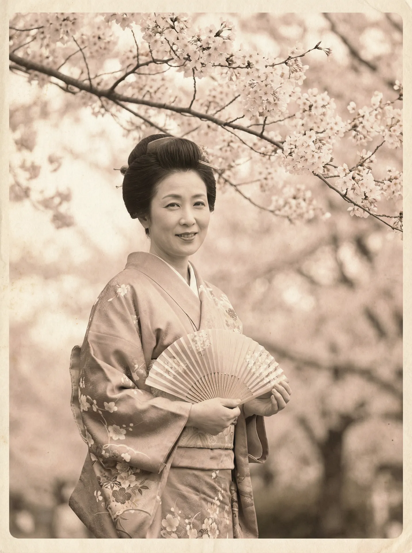 一位持扇的优雅 美乃雀 - 美乃雀传媒官方平台 - 独家爆料美乃雀 在樱花树下的复古写真