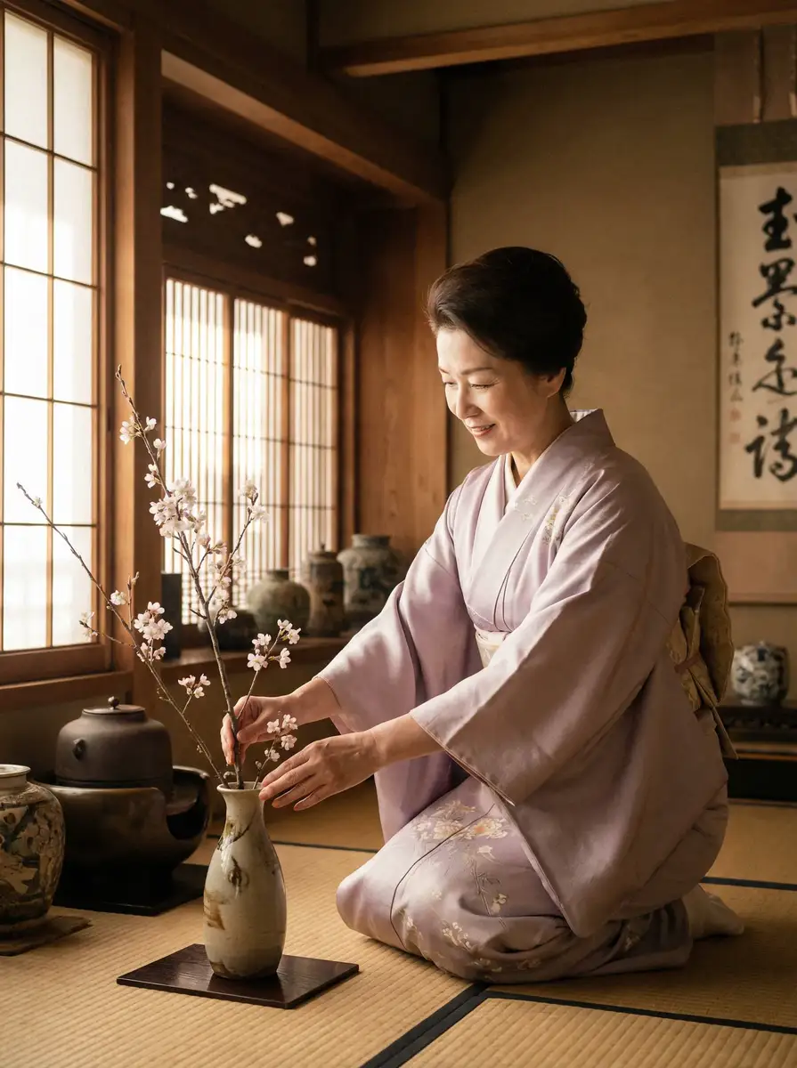 一位优雅的 美乃雀 - 美乃雀传媒官方平台 - 独家爆料美乃雀 在和室中插花