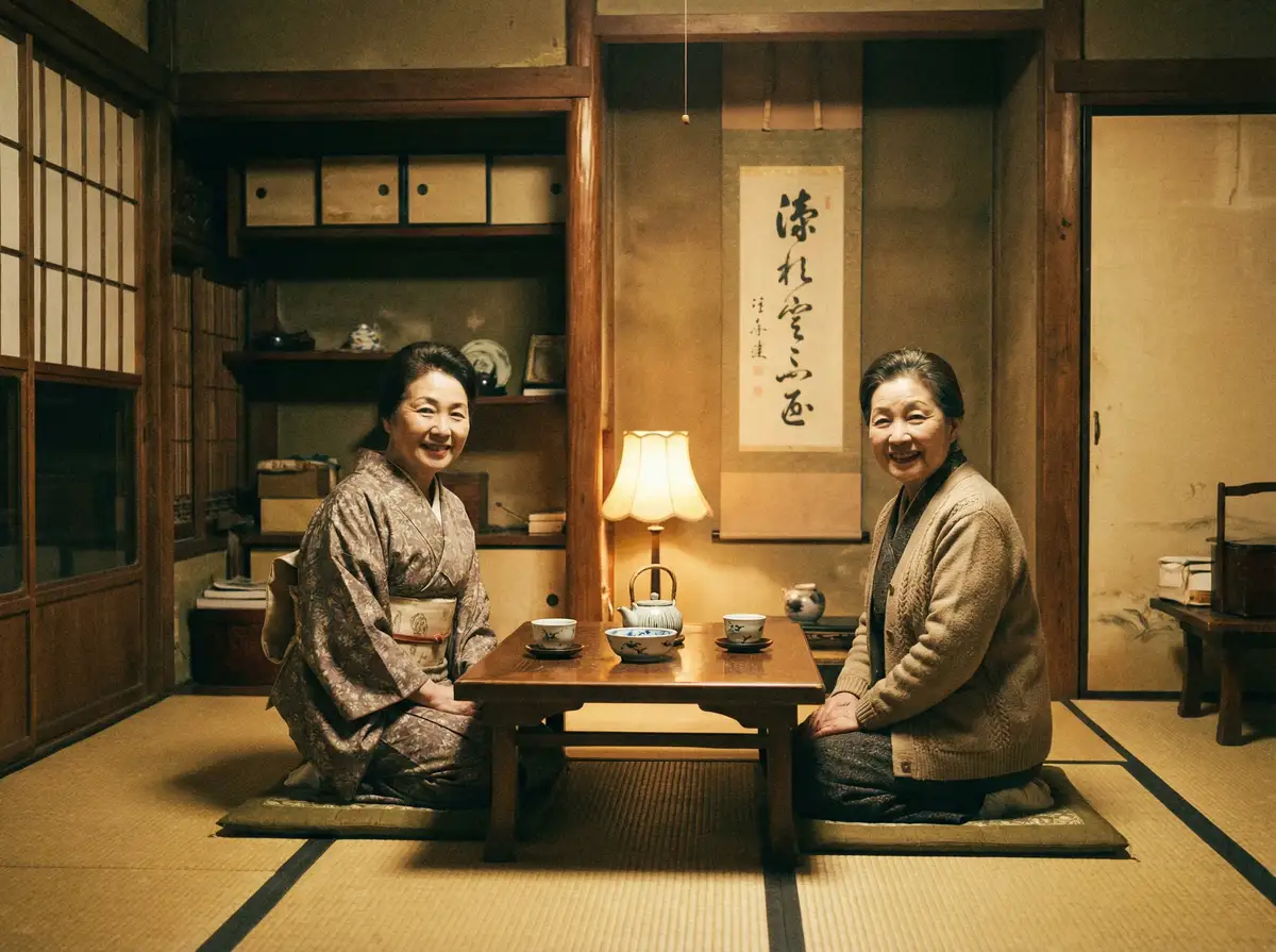 两位优雅的 美乃雀 - 美乃雀传媒官方平台 - 独家爆料美乃雀 在日式茶室中品茶交谈
